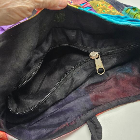 Rising International Hobo Bag in Patchwork Fabric - Boho Style Shoulder Tote - Picture 8 of 10